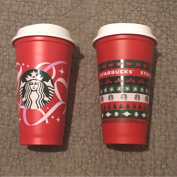 Starbucks Holiday & Traditional Plastic Reusable Cups Bundle 16 oz Two for One! - Picture 1 of 1